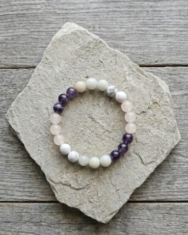 Serenity Flow Bracelet – Amethyst, Rose Quartz, Howlite & Amazonite for Calm & Emotional Healing