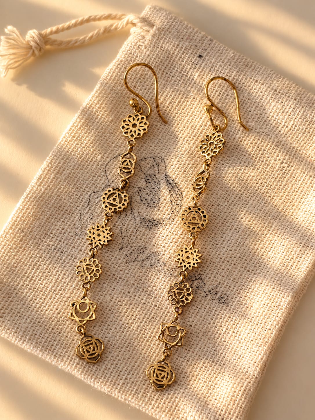 7 Chakra Drop Earrings Brass – Mini