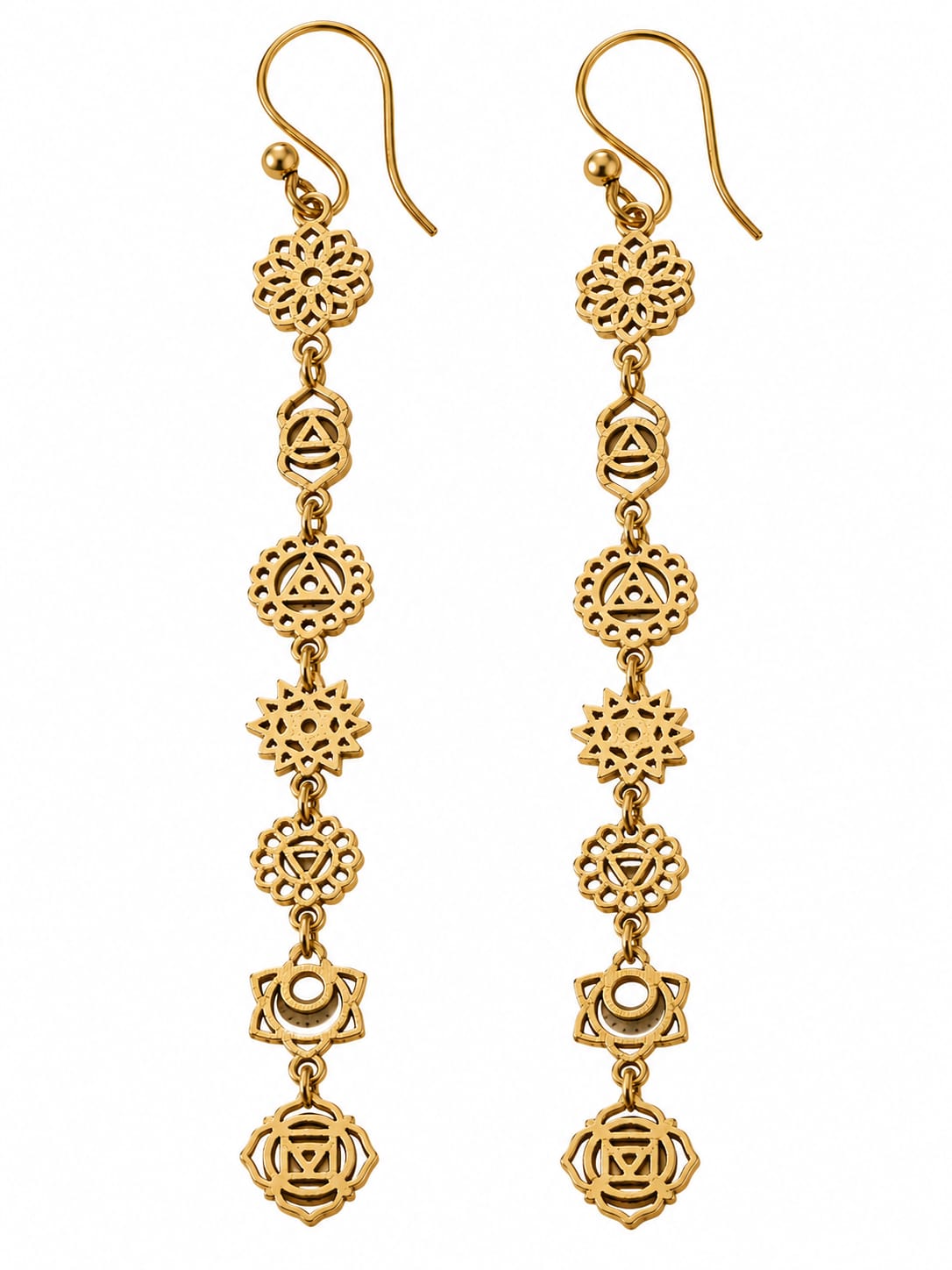 7 Chakra Drop Earrings Brass – Mini