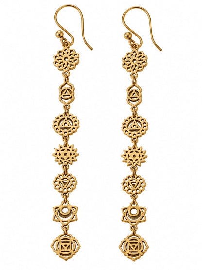 7 Chakra Drop Earrings Brass – Mini