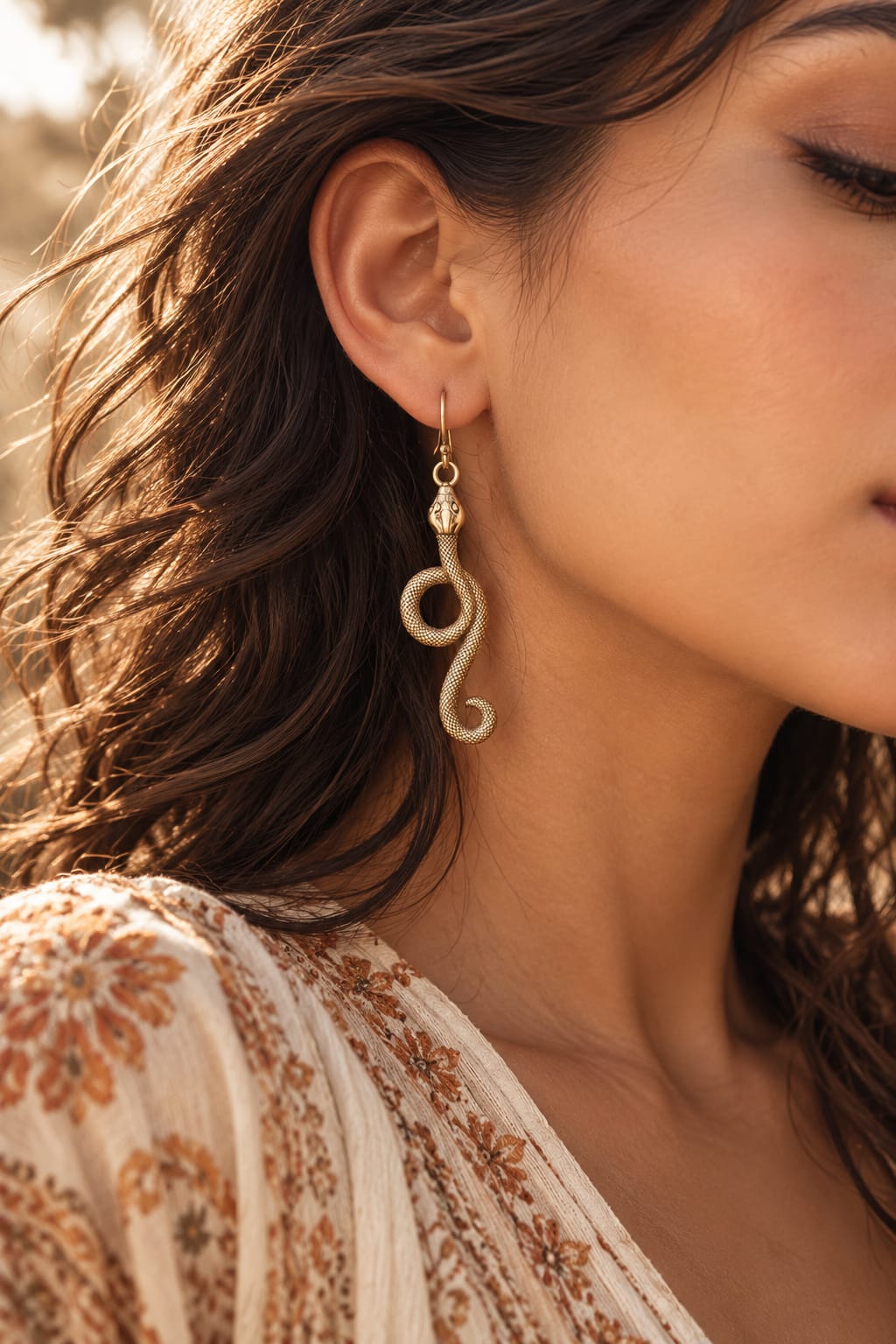 Snake Earrings for Women | Boho Brass Statement Earrings