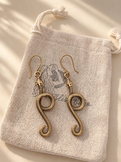 Snake Earrings for Women | Boho Brass Statement Earrings