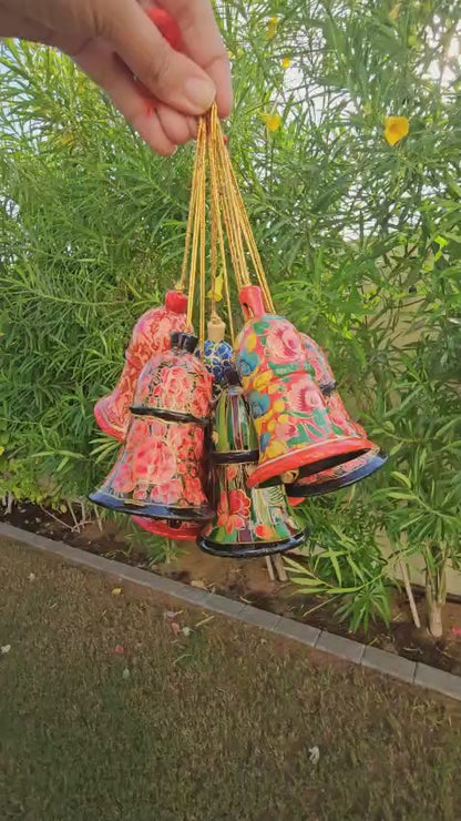 Hand-Painted Papier Mâché Festive Bells – Assorted (Set of 2)