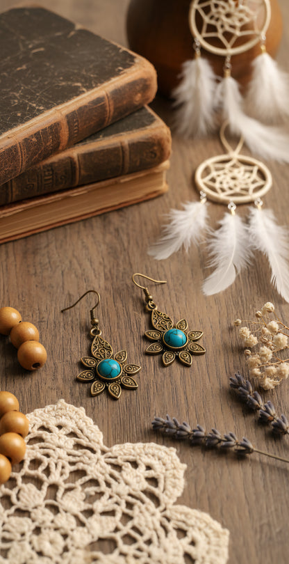 Turquoise Petal Drop Dangles