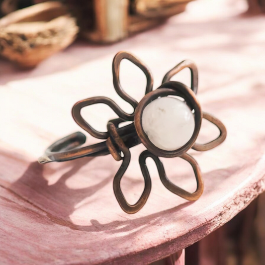 Copper Rose Quartz Flora Ring