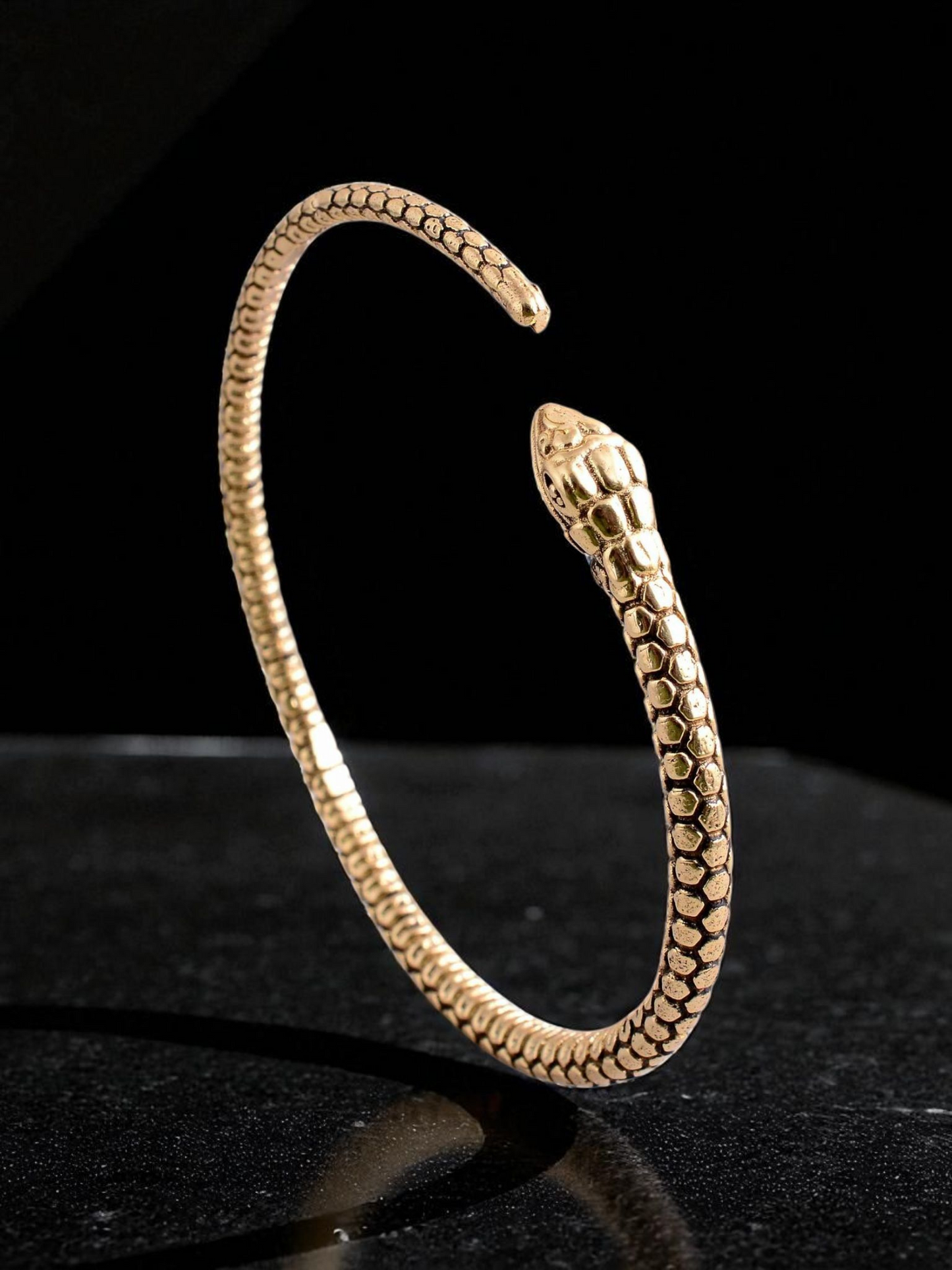 Snake Scale Brass Cuff Bracelet