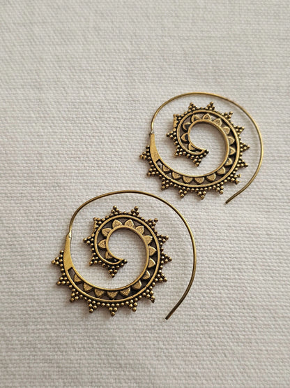 Tribal Boho Spiral Earrings Bliss Boho