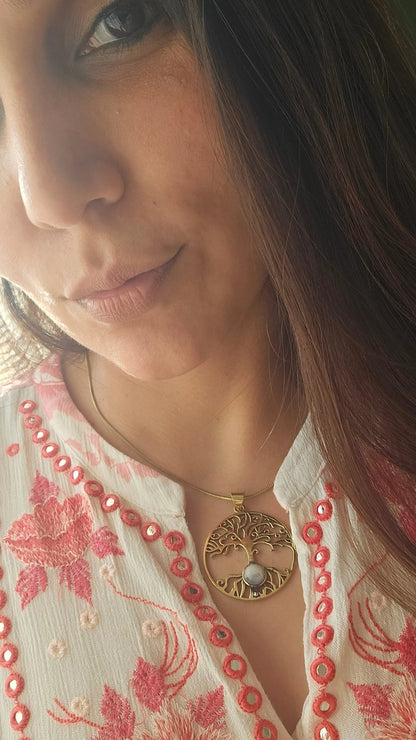 Tree Of Life Necklace with Moonstone Bliss Boho
