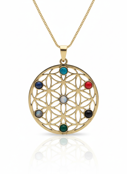 Chakra Flower of Life Seven Stone Necklace