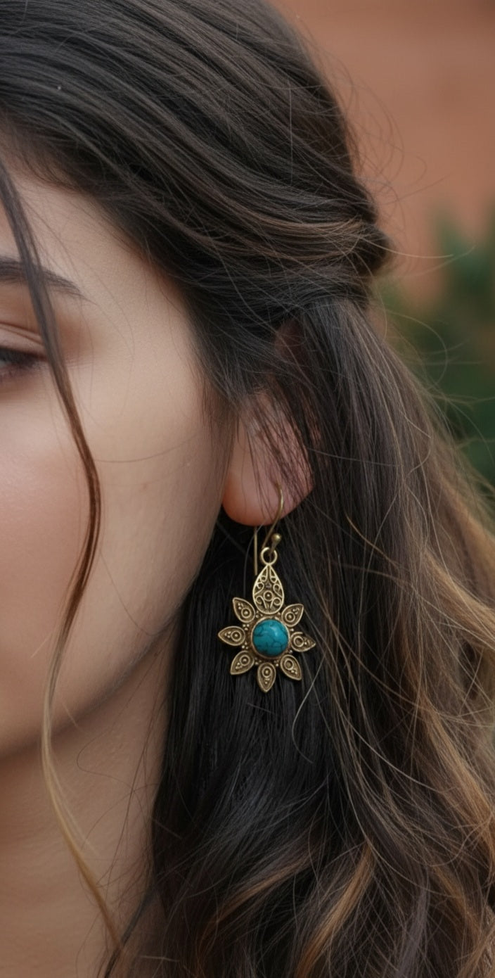 Turquoise Petal Drop Dangles