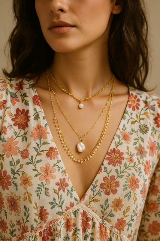 Golden Muse Multi-Layer Pearl Necklace