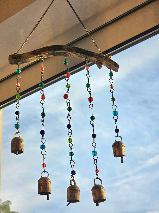 Handmade Bohemian Sun Catcher with Beads and Bell