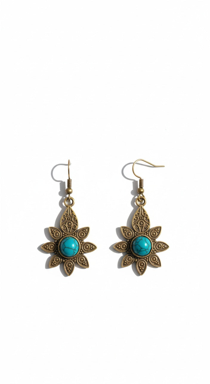 Turquoise Petal Drop Dangles