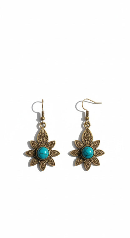 Turquoise Petal Drop Dangles