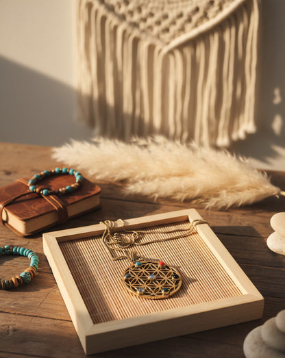 Chakra Flower of Life Seven Stone Necklace