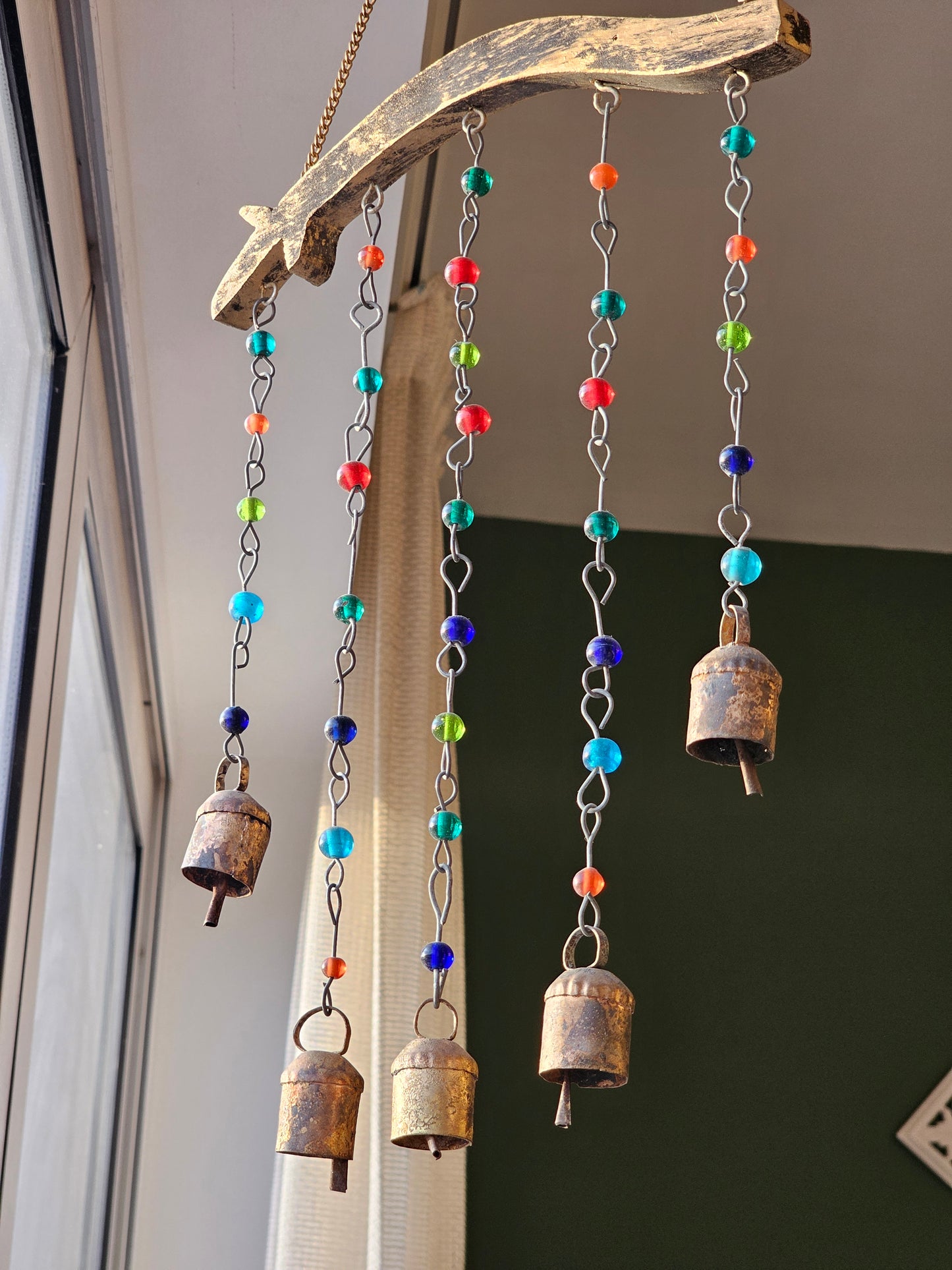 Handmade Bohemian Sun Catcher with Beads and Bell