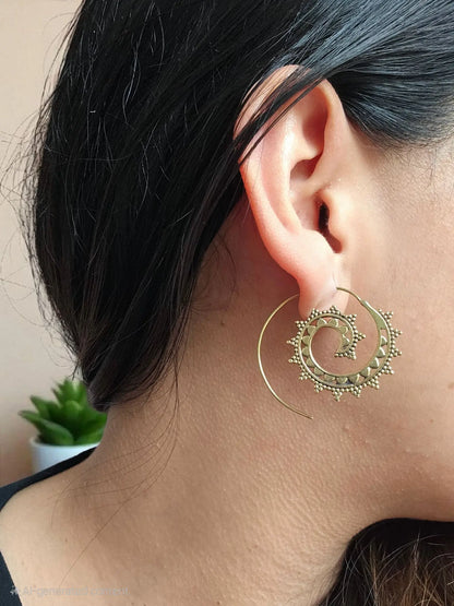 Tribal Boho Spiral Earrings Bliss Boho