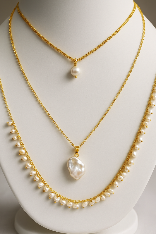 Golden Muse Multi-Layer Pearl Necklace